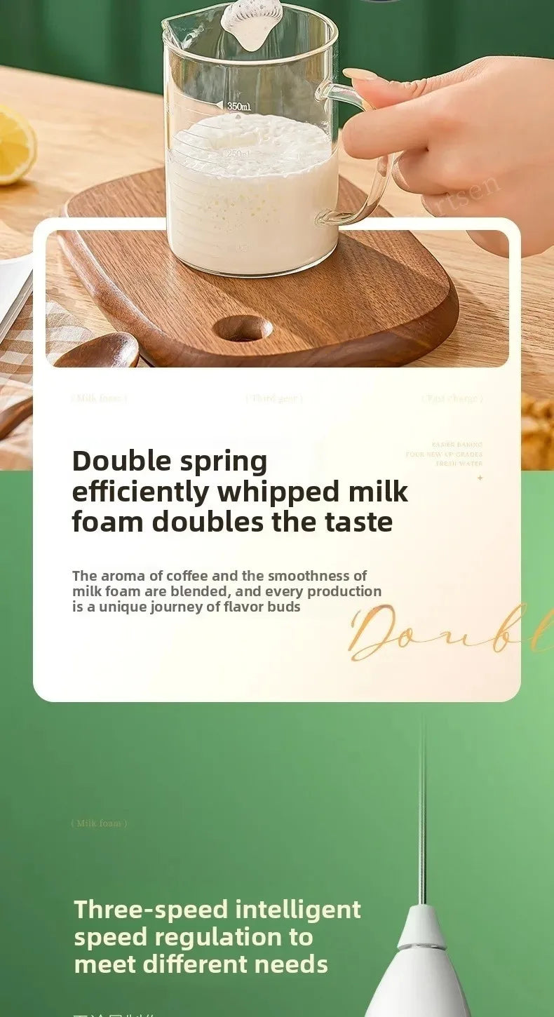 Wireless Milk Frother Electric Type-C Handheld Blender Stainless Steel Mini Coffee Maker Whisk Mixer For Coffee Cappuccino Cream Beauty World Shop