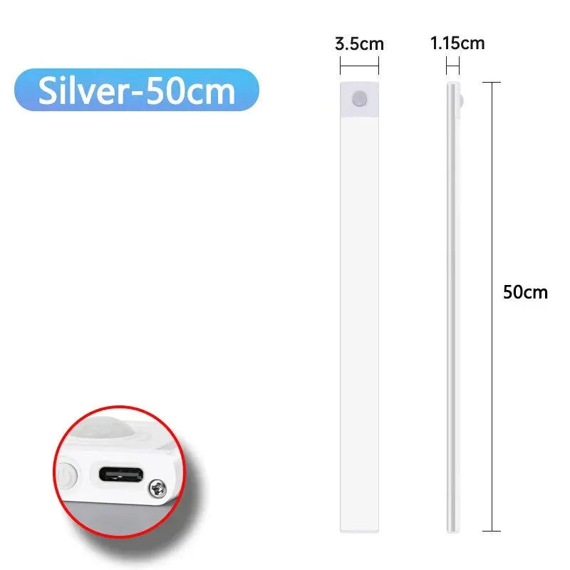 LED Cabinet Light USB Type-C Rechargeable Motion Sensor Led Lamp for Kitchen Wardrobe Cabinet Lighting 20cm/30cm/40cm/50cm/60cm Beauty World Shop