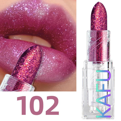 Multi-color Glitter Lipstick Beauty Girl Diamond Waterproof Lip Tint Long Lasting Shimmer Lip Makeup Red Rose Pearlescent  Lip Beauty Trend Shop