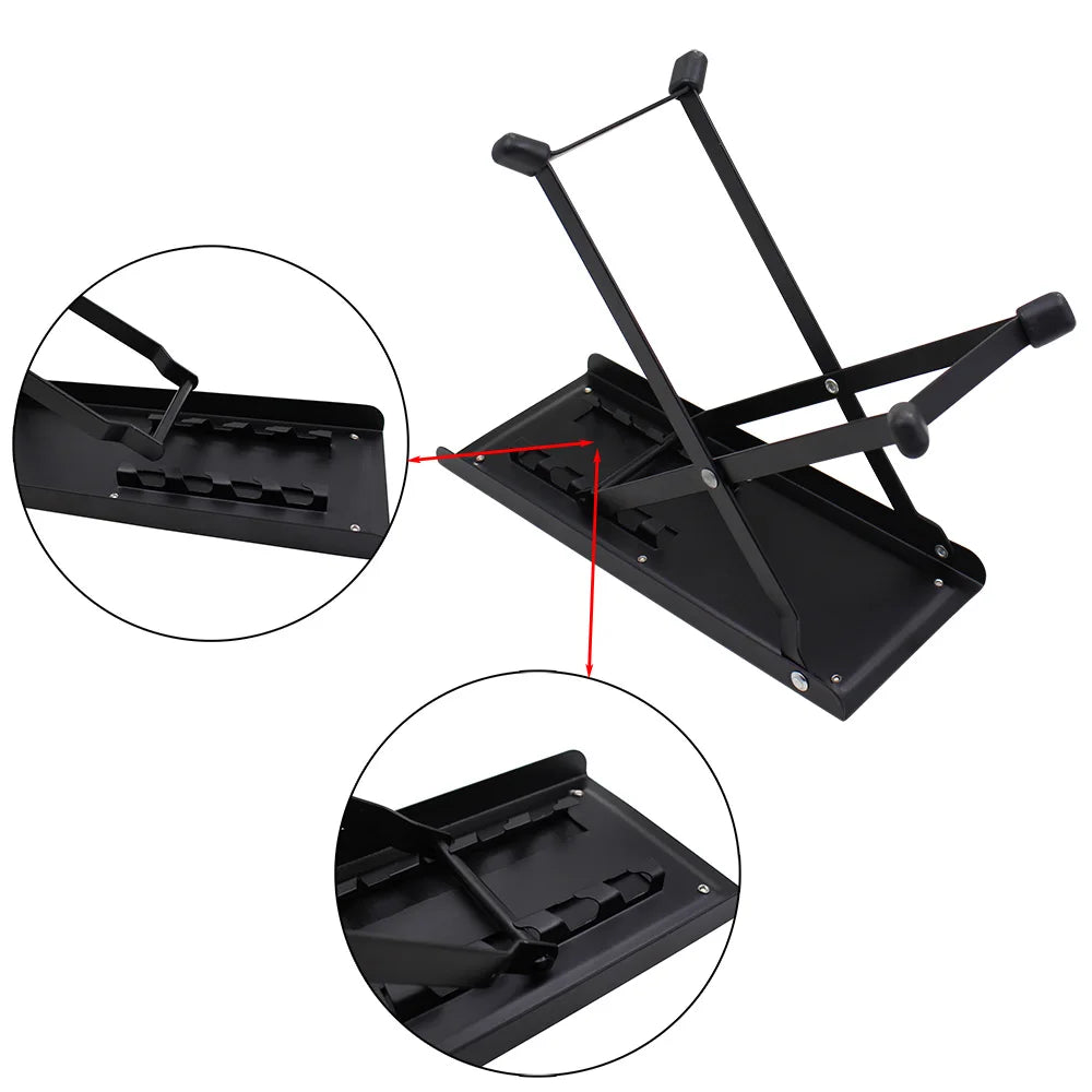Guitar Foot Stool 4 Position Height Adjustable Foldable Guitar Pedal Foot Rest Step Footstool Black for Guitar Pedal Accessories Beauty World Shop