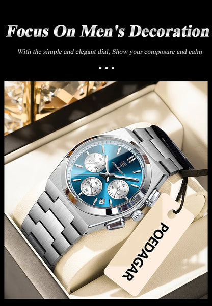 POEDAGAR Fashion Man Watches Chronograph Date Stainless Steel Casual Men Wristwatch Waterproof Luminous Men's Quartz Watch Reloj Beauty World Shop