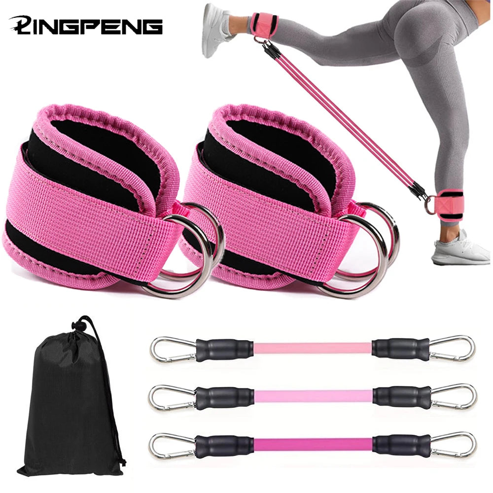 Ankle Straps Resistance Bands Set Fitness Workout Exercise Equipment Ankle Weight Yoga Elastic Fitness Band For Gym Man Woman Beauty World Shop