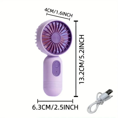 Mini Handheld Fan 3-Speed Strong Wind USB Rechargeable Long Lasting Portable Desk Fan For Students Office Outdoor Travel Camping Beauty World Shop
