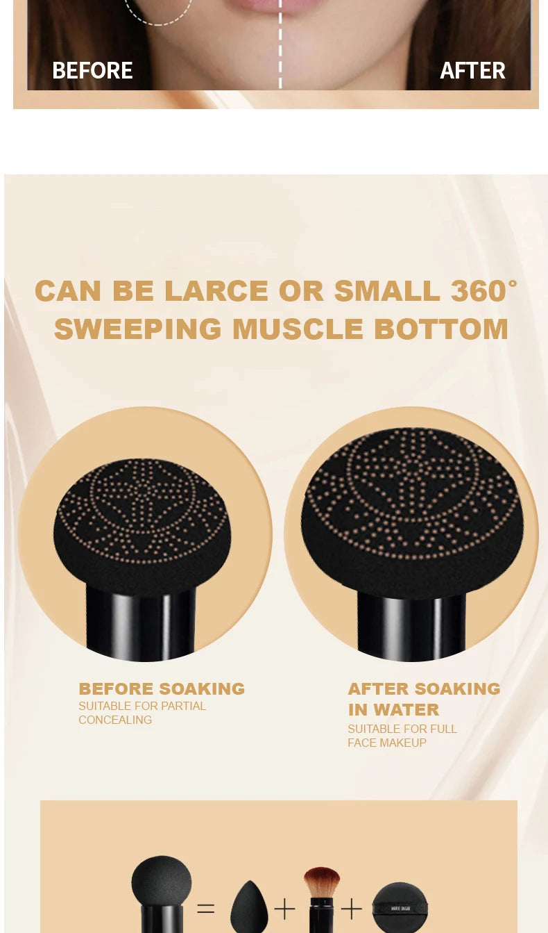 Ocheal BB Cream Air Cushion Compact Make Up Foundation Concealer Cream for Face Cosmetics Makeup Mushroom Head Puff Beauty World Shop