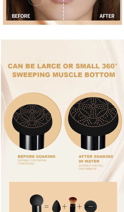 Ocheal BB Cream Air Cushion Compact Make Up Foundation Concealer Cream for Face Cosmetics Makeup Mushroom Head Puff Beauty World Shop