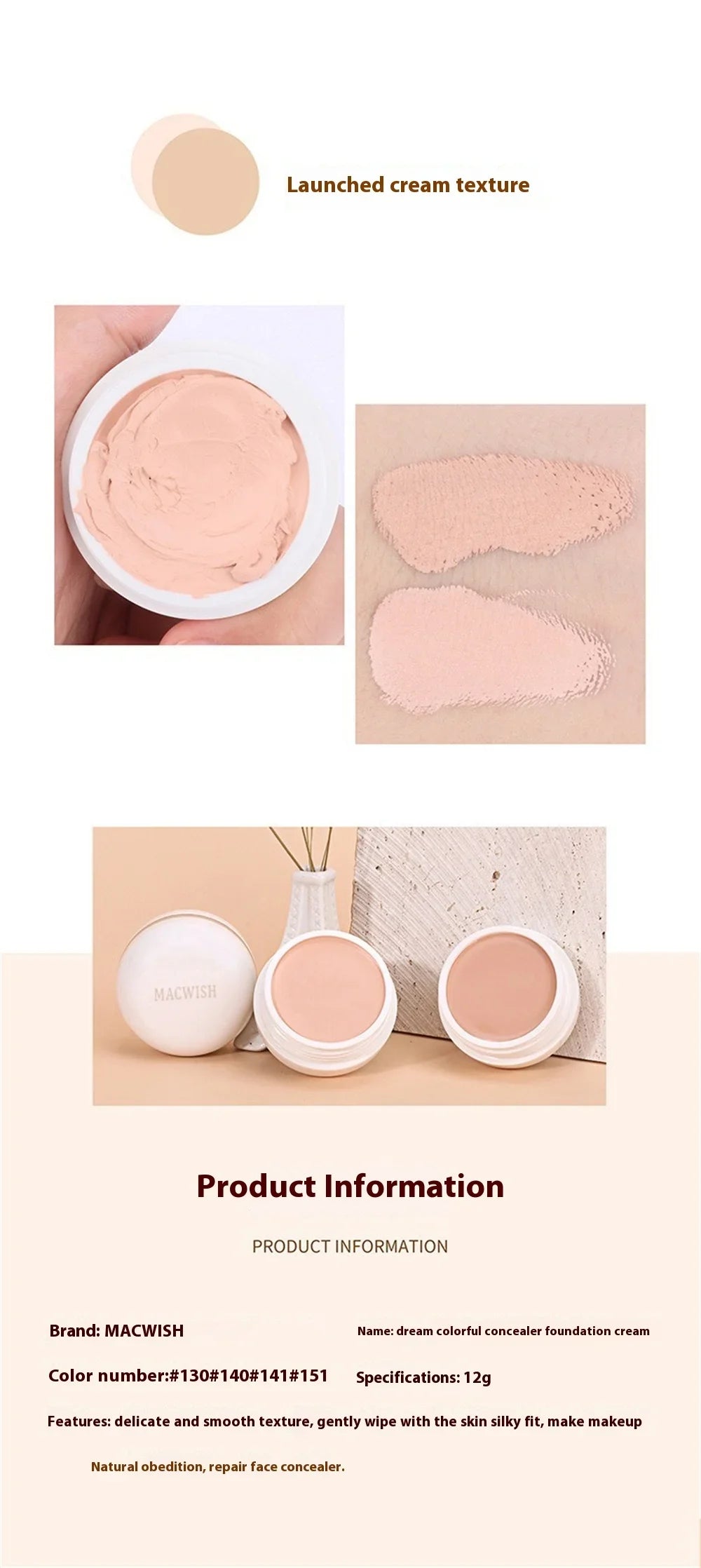 High Coverage Concealer Cover Anti Dark Circle Freckle Lasting Waterproof Foundation BB Cream for Face Makeup Base Cosmetics Beauty World Shop