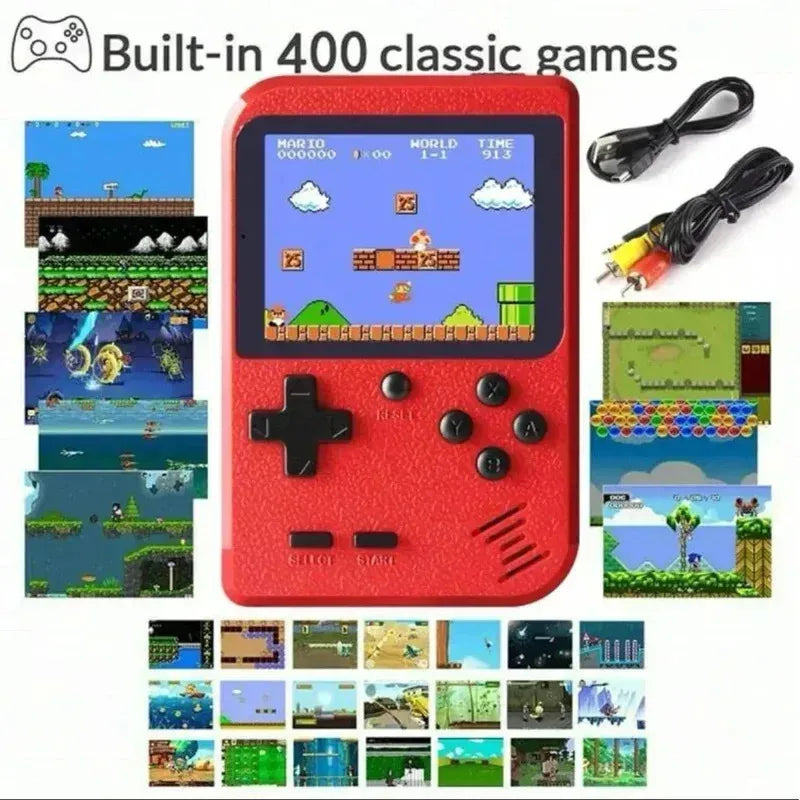 Red Retro Handheld Game Console for Kids  400 Classic Games  Rechargeable   TV-Connectable Beauty Fashion