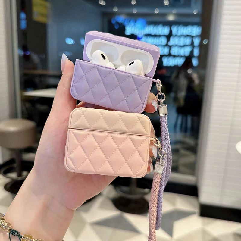 Fashionable high-end Leather PU Earphone Cover For AirPods 4 For AirPods Pro 2nd Cases For AirPods 3 2 1 Anti-lost Headphone Bag