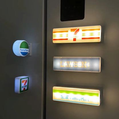 Hot Convenience Store Fridge Magnet Miniature Model Magnetic Attraction Decorate Night Light Atmosphere Light Glowing Signboard Beauty World Shop