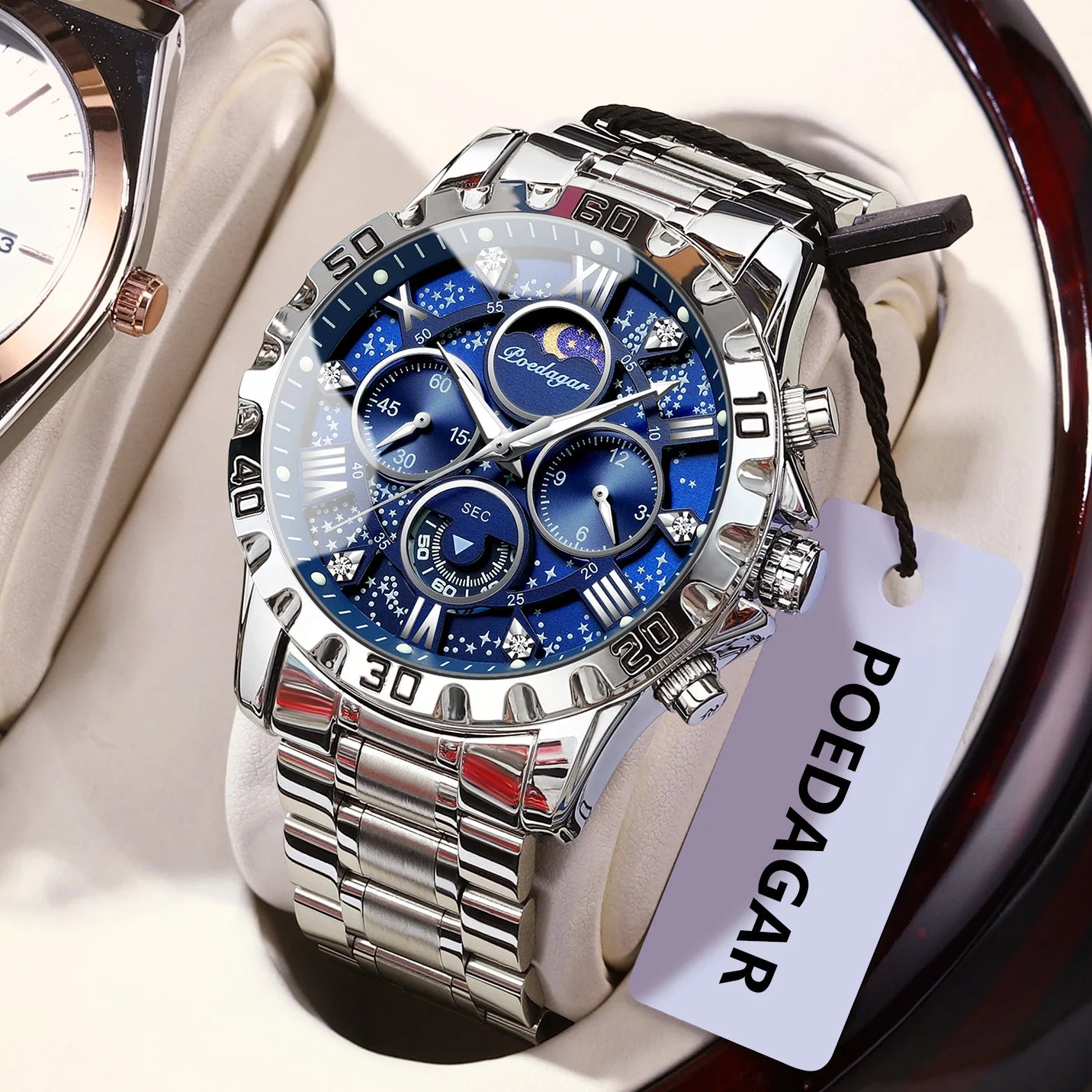 POEDAGAR Luxury Man Watch Waterproof Luminous Stainless Steel Quartz Men's Wristwatch Chronograph Military Watches For Men Reloj Beauty World Shop