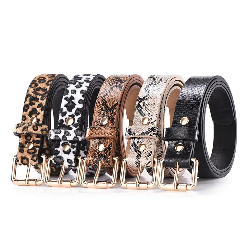 Hot Sale New Fashion Customized PU Leather Leopard Snake Print Slim Belt For Women Beauty World Shop