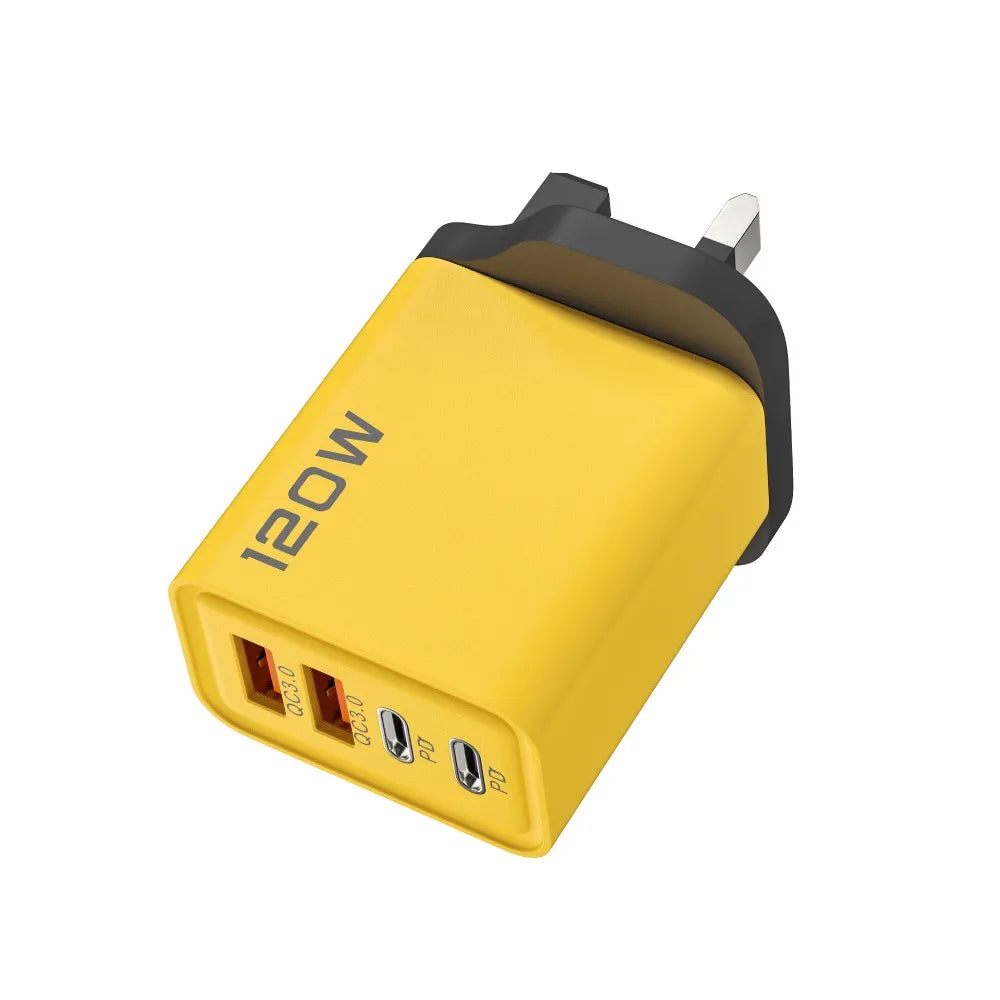 Quick Charge 3.0 Fast Charger Muti Total 120W 4 Port USB Type C PD Mobile Phone Wall Adapter for iPhone 16 Samsung S24 Xiaomi 15 Beauty World Shop