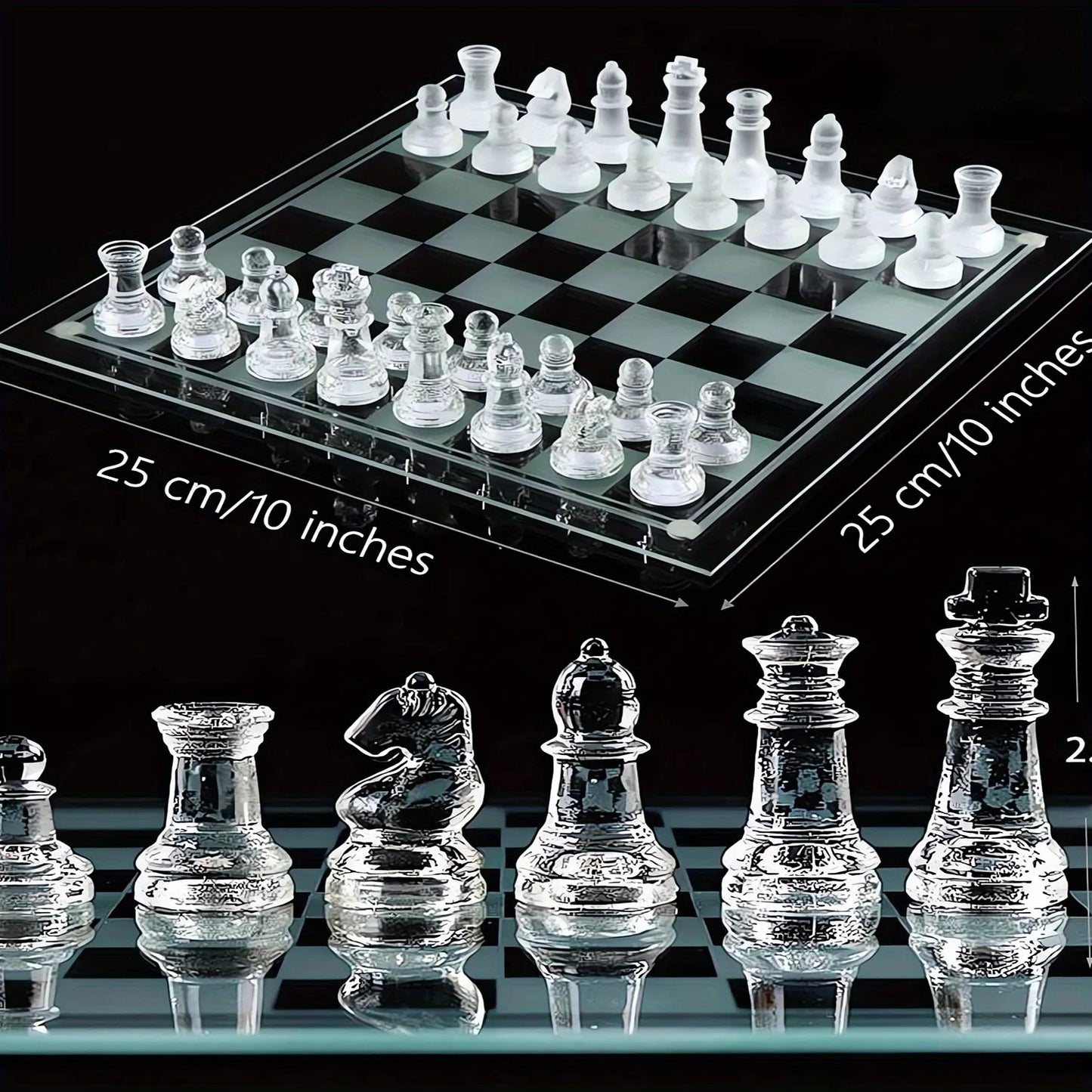10Inch Handcrafted Glass Chess Set Premium Quality Intricate Design for Home Decor  Perfect for Game Nights & Chess Lovers Beauty World Shop