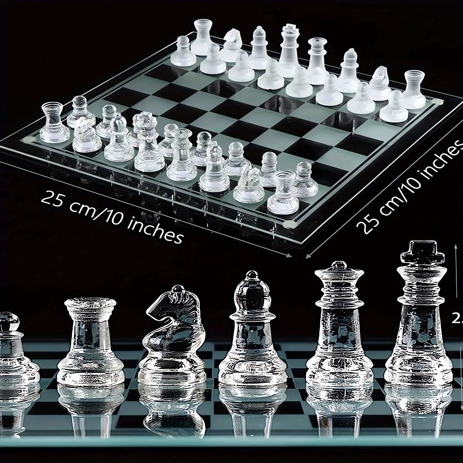 10Inch Handcrafted Glass Chess Set Premium Quality Intricate Design for Home Decor  Perfect for Game Nights & Chess Lovers Beauty World Shop