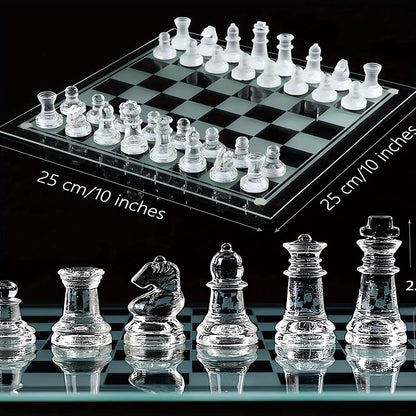 10Inch Handcrafted Glass Chess Set Premium Quality Intricate Design for Home Decor  Perfect for Game Nights & Chess Lovers Beauty World Shop