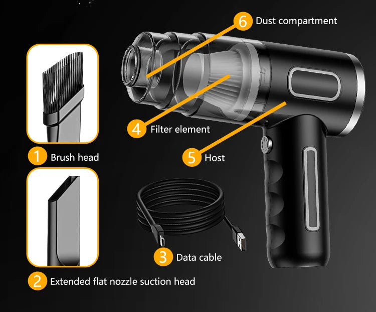 ABS Car Vacuum Cleaner Portable Powerful Wireless Vacuum Cleaner Home Carpet Cleaner Home Appliance Mini Cleaning Machine Beauty World Shop