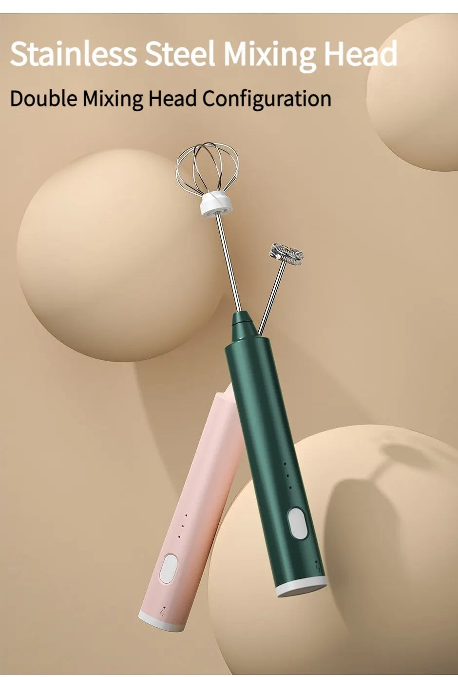 1 PCS USB Rechargeable Handheld Egg Beater 3 Speeds Electric Milk Frother Foam Maker Mixer Coffee Drink Frothing Wand Foamer Beauty World Shop