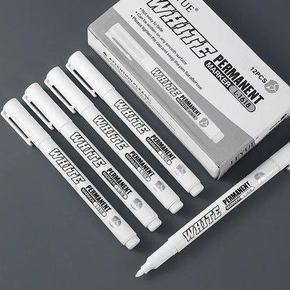 New 1/2/3PCS Waterproof Metal Marker Permanent White Paint Pen Washing Art Painting Graffiti Pens Fabric Wood Leather Marker1MM Beauty World Shop