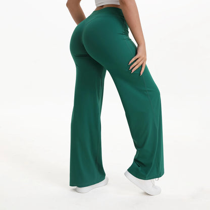 NCLAGEN SoftMotion Straight Leg Bottoms Women's Mid-Waist Yoga Pants GYM Leggings Naked Feel Pilates Running Sports Trousers Beauty World Shop