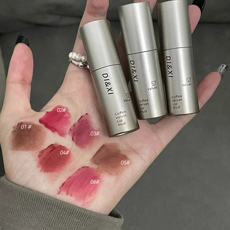 DIXI Mini Silver Tube Matte Lip Glaze — Velvet Finish, Skin-Enhancing, Versatile Low-Saturation Latte Shade Beauty Trend Shop