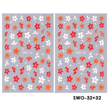 2pcs Sweet Element Nail Art Stickers Simple Flower Heart Cherry Strawberry Kawaii Decals Colorful Bow Butterfly Manicure Sliders Beauty World Shop