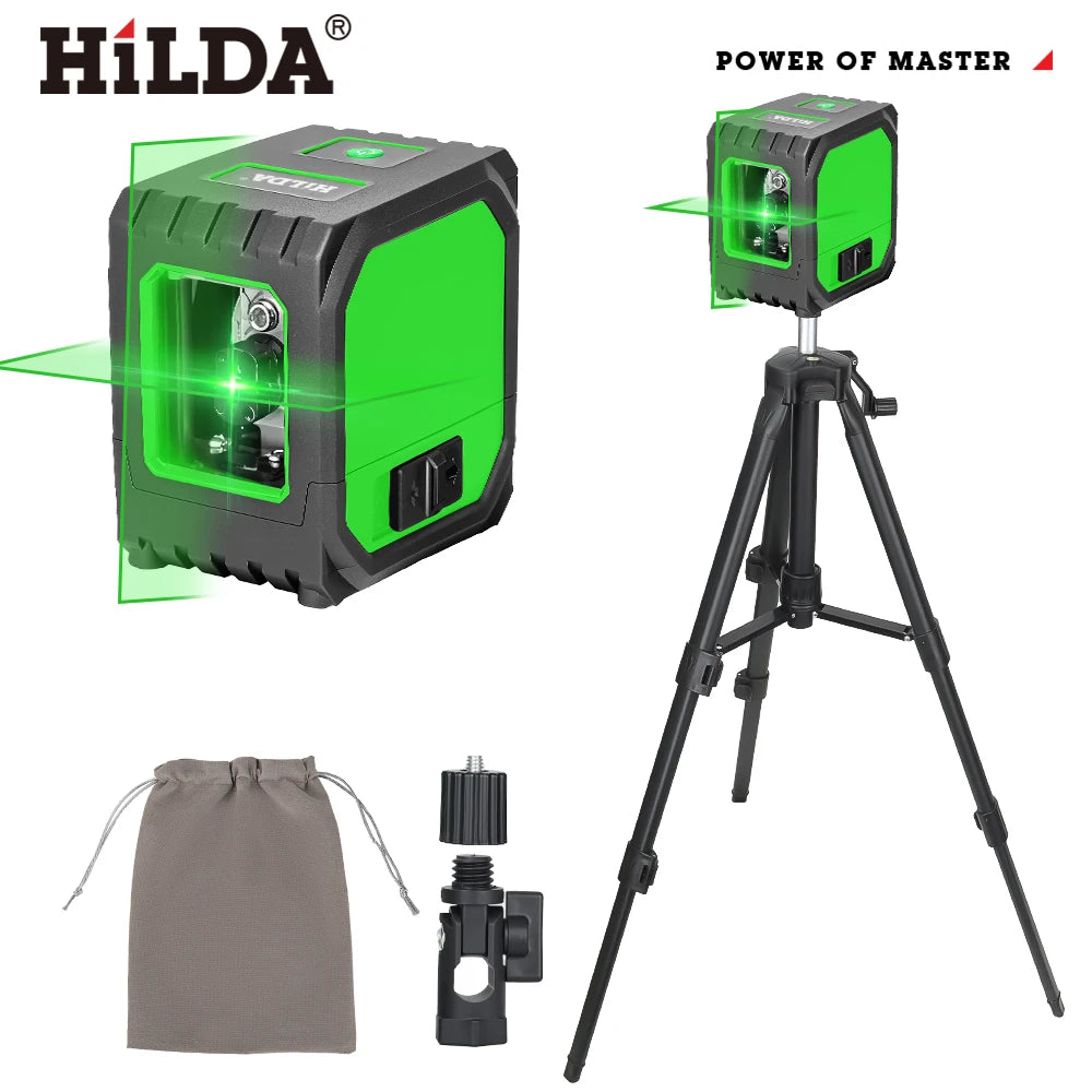 HILDA 2-Line Green Laser Level Self-Leveling Cross Line, Mini Size USB Charging Convenient to Carry High Visibility Beams Beauty World Shop