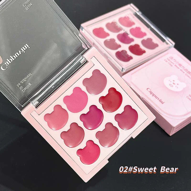 Cappuvini 9 Colors Velvet Lip Mousse - Matte & Natural Finish, Long-Lasting Non-Drying, Cute Bear Design for Youthful Look, Beauty Trend Shop