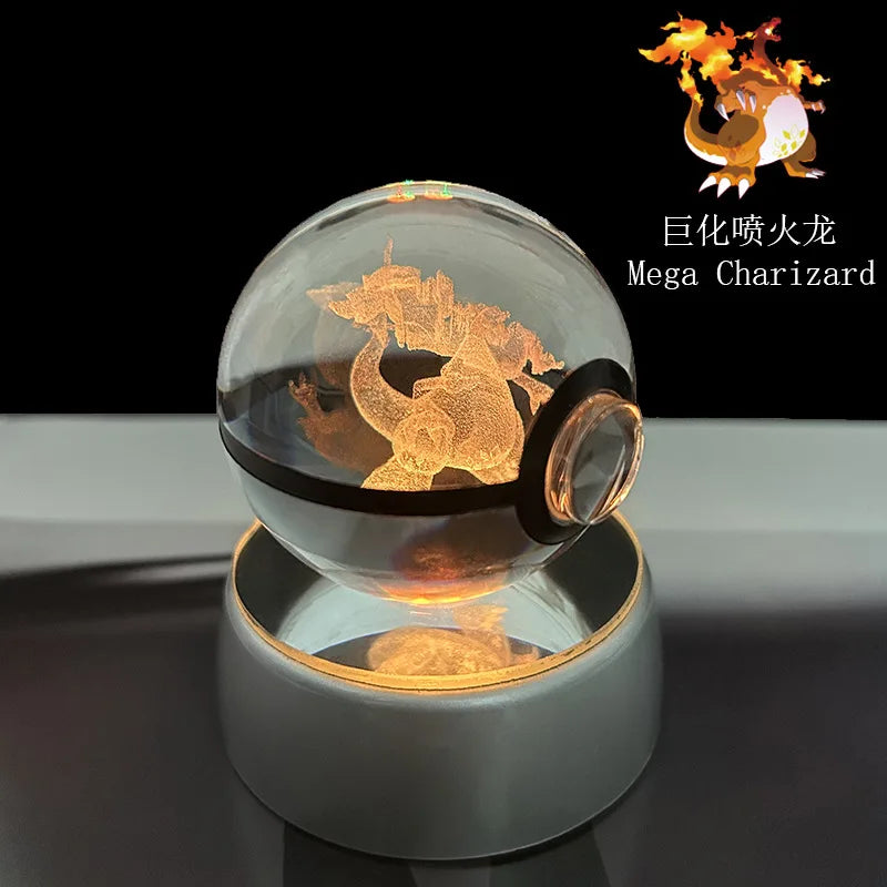 Pokemon Crystal Ball Pikachu Gengar Eevee Mewtwo Lacario Anime Game Pokeball Led Night Light Base Kids Birthday Gift Home Decor Beauty World Shop