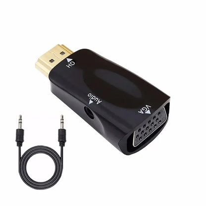 Hdmi Compatible Vga Cable Converter, Male To Female Adapter, 3.5mm Jack, Audio, Hd 1080p For Pc, Laptop, Tablet Beauty World Shop