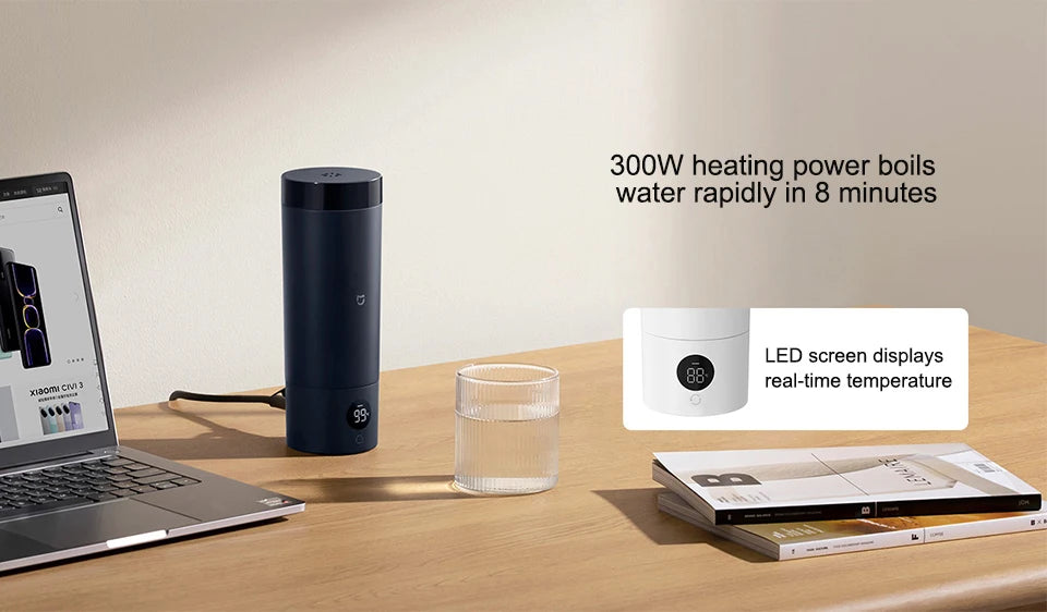 Original MIJIA Portable Electric Kettle 2 Thermos Cup Fast Water Boiler 350ml Smart Temperature Insulated Kettle Travel (CN) Beauty World Shop
