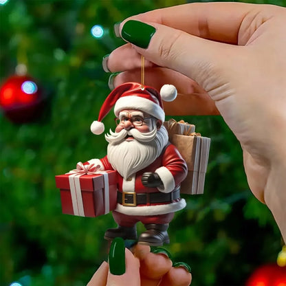 2d Acrylic Winter Decorative Hanging Cartoon Santa Claus Bicycle Gifts Christmas Pendants Christmas Tree Decoration Beauty World Shop