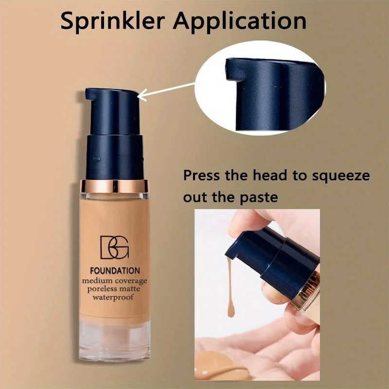 2Pcs Full Coverage Waterproof Liquid Foundation&Black Triangular Powder Puff-LongLasting Matte Finish Dark Circle&Blemish Cover Beauty World Shop