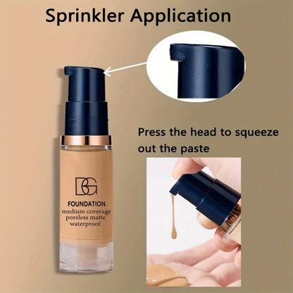2Pcs Full Coverage Waterproof Liquid Foundation&Black Triangular Powder Puff-LongLasting Matte Finish Dark Circle&Blemish Cover Beauty World Shop
