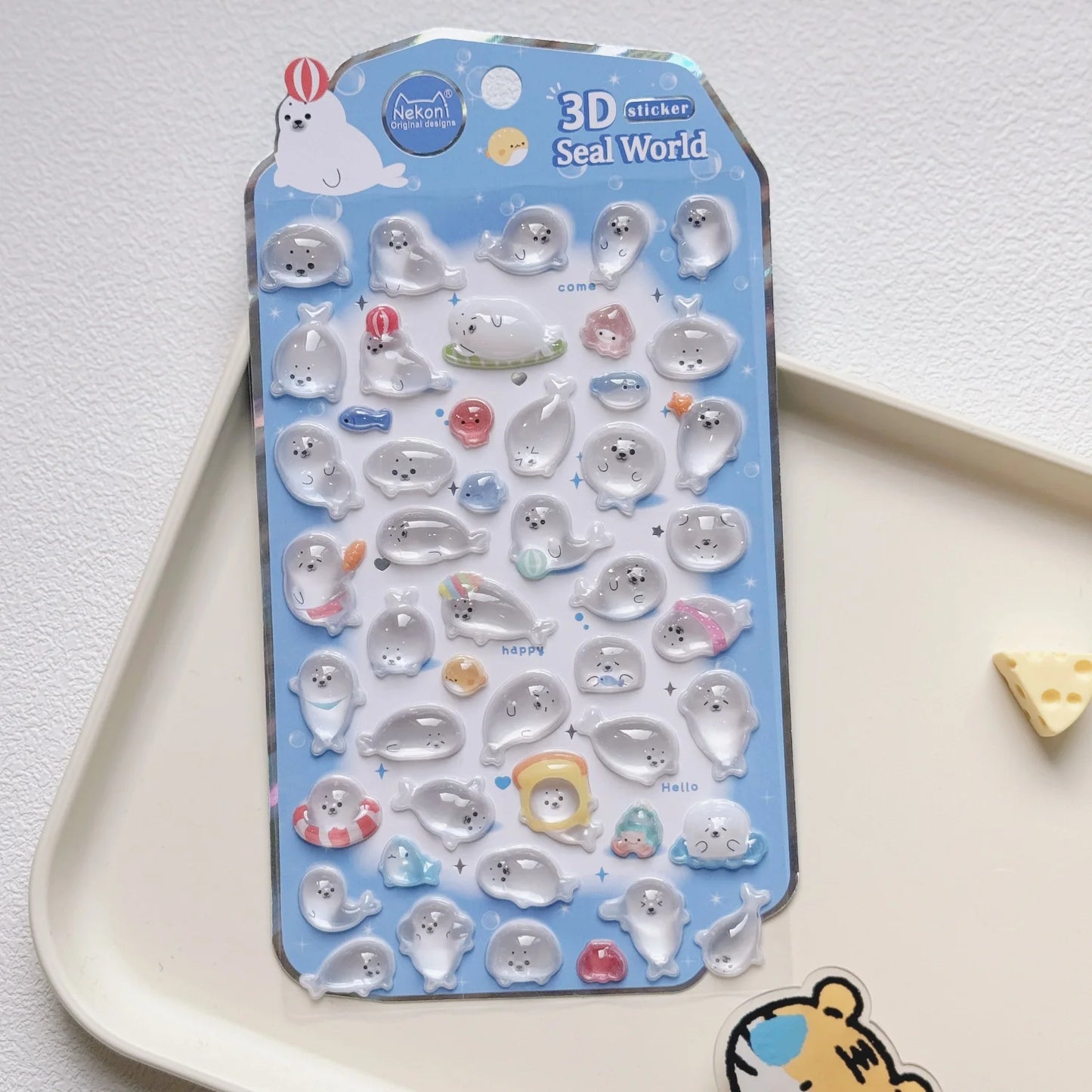 NEKONI Cute Animals Seal Bear Penguin 3D Stickers Scrapbooking DIY Journaling Stationery Diary Cute Stickers School Supply Beauty World Shop