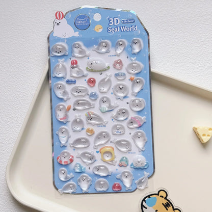 NEKONI Cute Animals Seal Bear Penguin 3D Stickers Scrapbooking DIY Journaling Stationery Diary Cute Stickers School Supply Beauty World Shop
