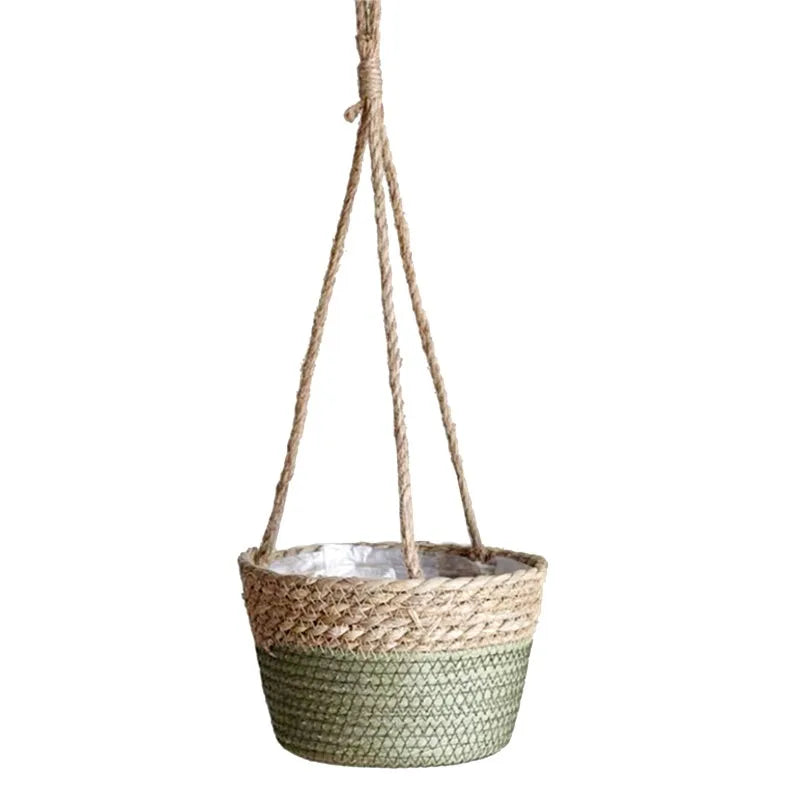 Garden Hanging Planter Macrame Plant Storage Basket Jute Rope Woven Indoor Outdoor Flower Pot Holder Plant Hangers Home Decor Beauty Trend Shop