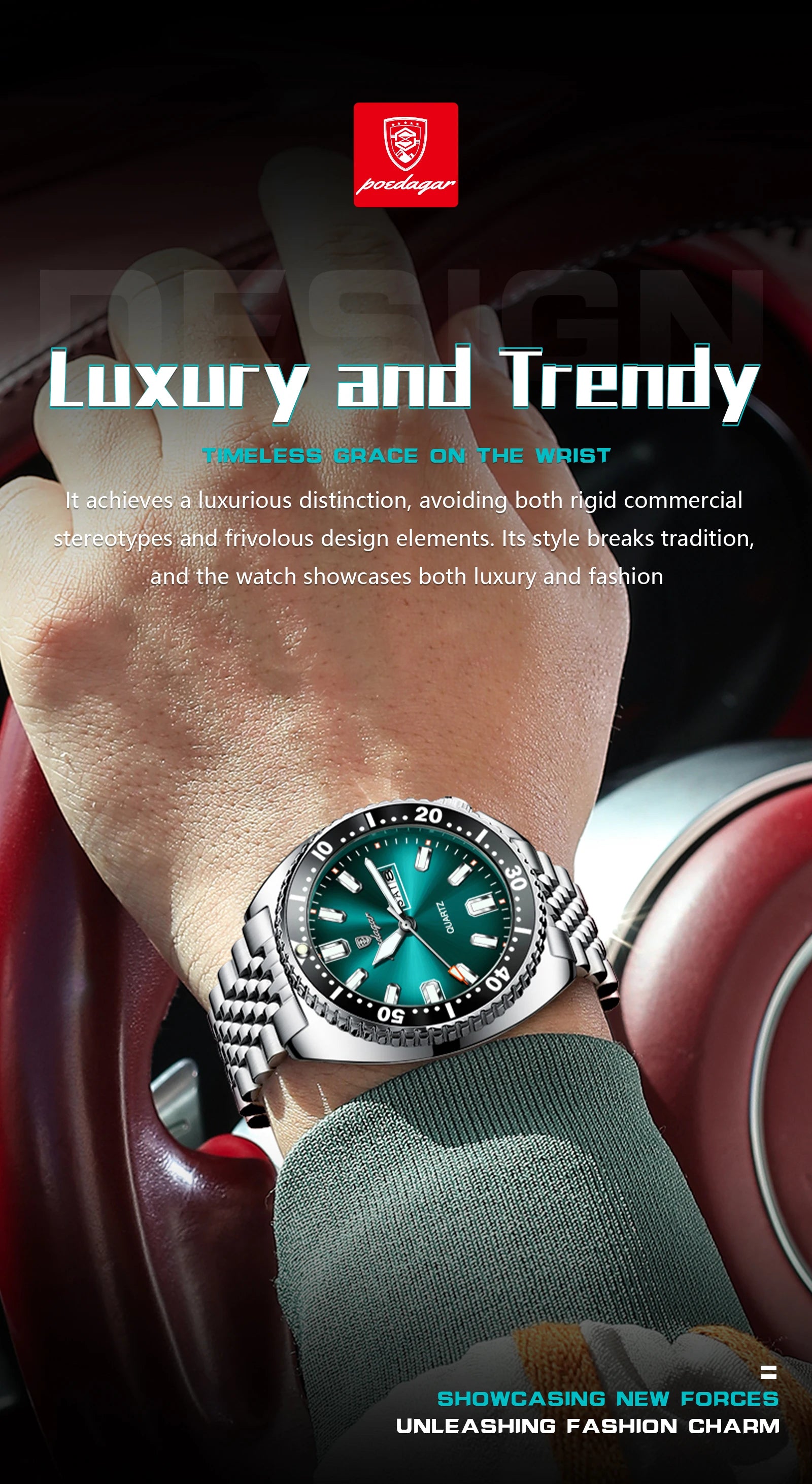 POEDAGAR Luxury Business Men Watch Date Week Waterproof Luminous Man Wristwatch Sport Stainless Steel Quartz Men's Watches Reloj Beauty World Shop