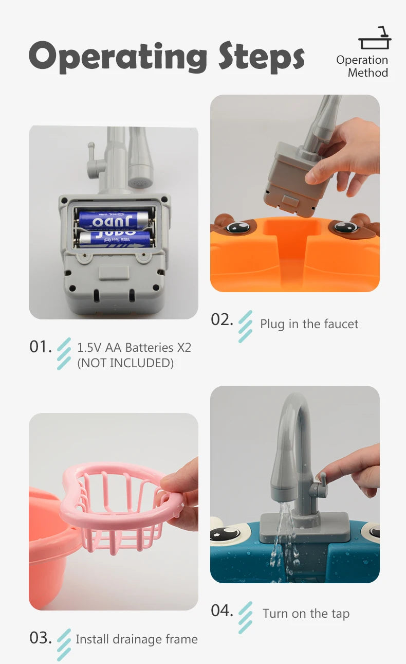 Dishwasher Toys, Kitchen Sink Electric Playing with Running Water  Automatic Water Cycle System Simulated kitchen accessories Beauty World Shop