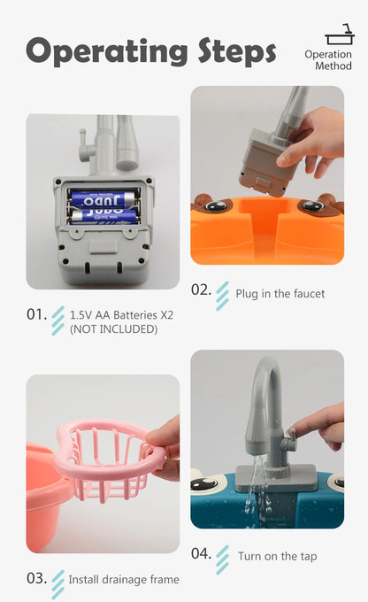 Dishwasher Toys, Kitchen Sink Electric Playing with Running Water  Automatic Water Cycle System Simulated kitchen accessories Beauty World Shop