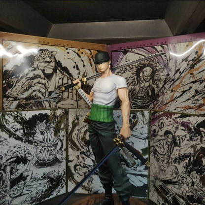25cm/9.84in Anime One Piece Figure Roronoa Zoro Figure PVC Statue Collectible Model Toys Gifts Beauty World Shop