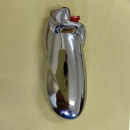Clearance_Shiny Zinc Alloy Chromed Metal Shell For Small Bic Lighter J5 J25 No Lighter_Continuous updates Beauty World Shop