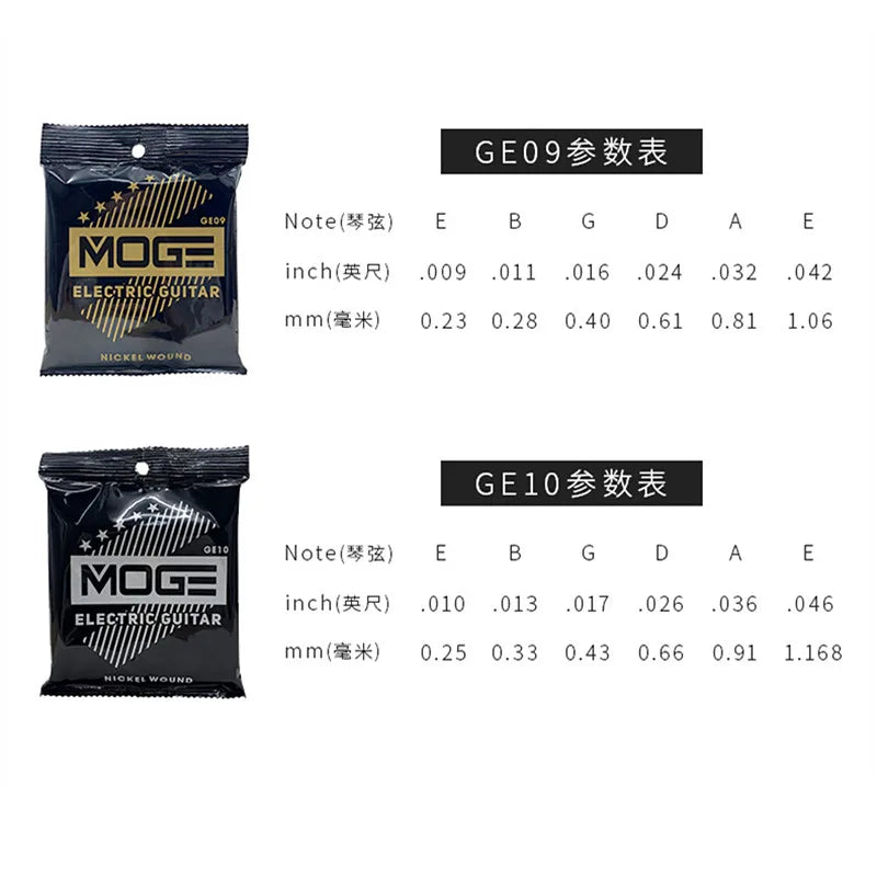 MOGE Hexagonal Carbon Steel Electric Guitar Strings Nickel Alloy Super Light Tension Accessories Beauty World Shop