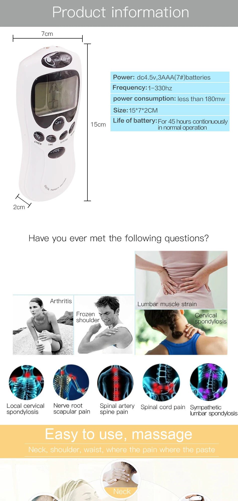 Tens Unit Electrode Acupuncture Electric Digital Therapy Massageador Machine Pulse Body Slimming Massager Apparatus Health Care Beauty World Shop
