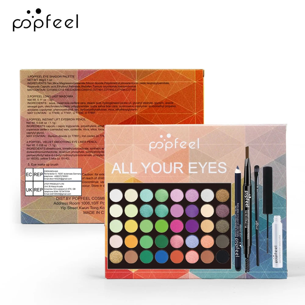 POPFEEL Eye Makeup Set, Eyeshadow Palette, Eyeliner, Mascara, Eyebrow Pencil, Makeup Tool Set Box, Gifts For Women Beauty World Shop