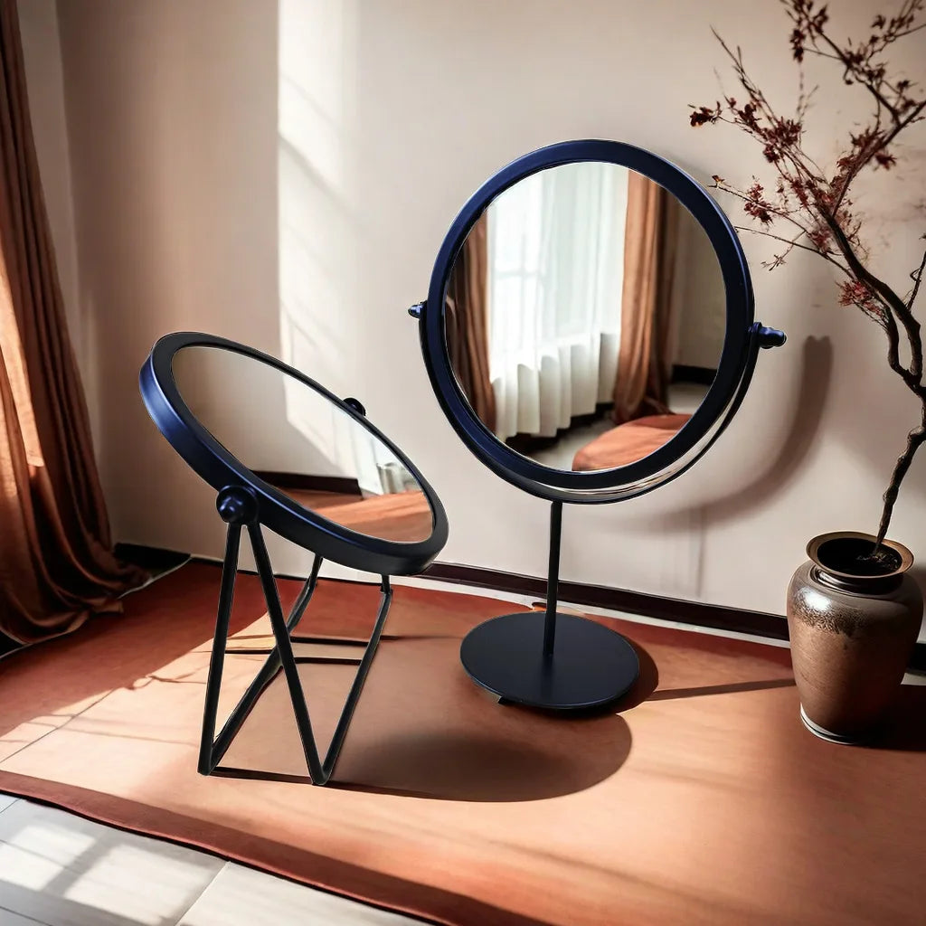 360 Degrees Rotate Iron Desktop Mirror Texture Ladies Makeup Mirror Creative Iron Mirror Strong Sense Of Style Beauty World Shop