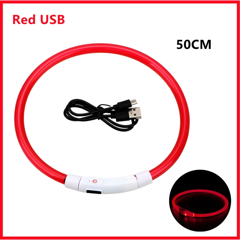 USB Rechargeable Luminous Collar Adjustable Led Glowing Dog Collar for Large Small Dogs Cat Night Light Collar Pet Safety Harnes Beauty World Shop