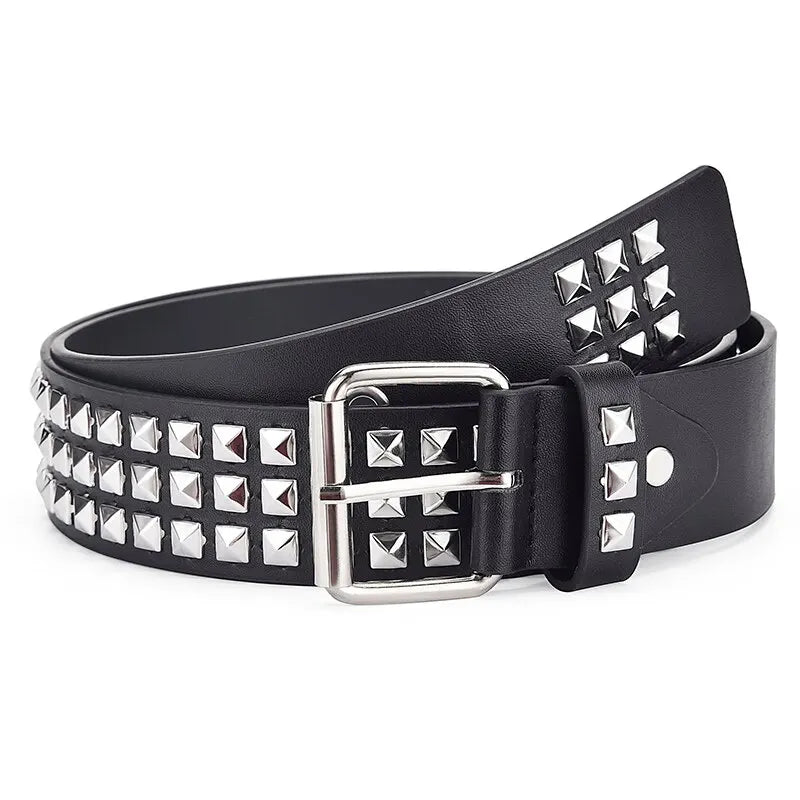 Fashion New Square Bead Rivet Belt Metal Pyramid Belt Men and Women Punk Hardware Jeans Belt Y2K Belt Designer Belt Women's Belt Beauty World Shop