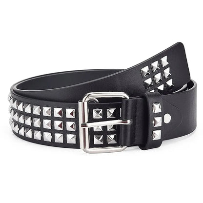 Fashion New Square Bead Rivet Belt Metal Pyramid Belt Men and Women Punk Hardware Jeans Belt Y2K Belt Designer Belt Women's Belt Beauty World Shop