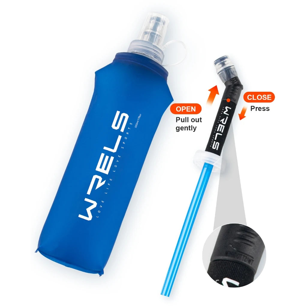 WRELS Folding Water Bottle TPU BPA-Free Collapsible Soft Flask Outdoor Sport Hiking Camping Running Portable Soft Water Bottle Beauty World Shop