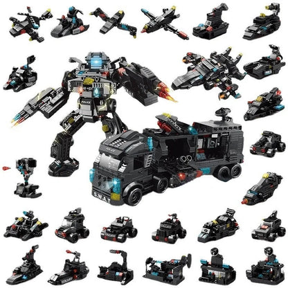 Compatible with Lego 585Pcs City Police Station SWAT Truck Car Building Blocks DIY Toys for Boys Kids Gifts Beauty World Shop